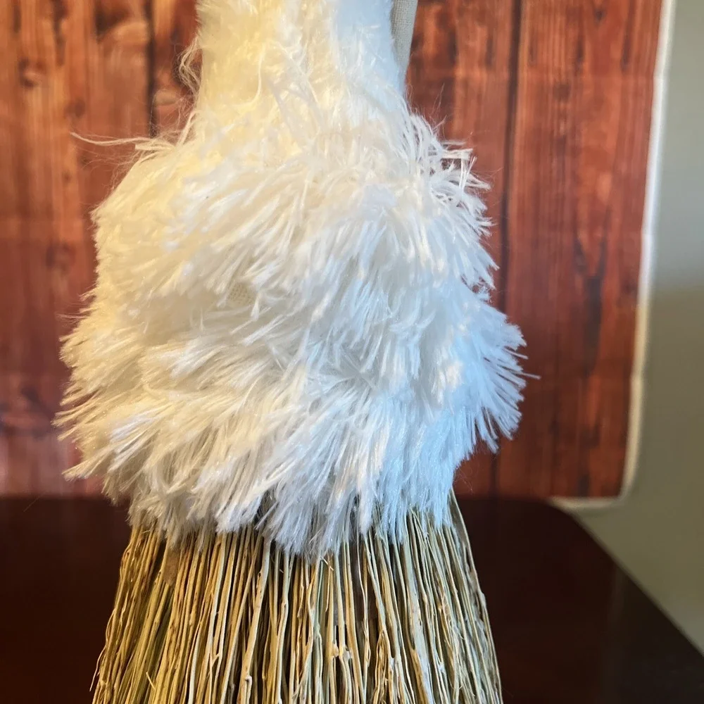 2 Silver Tree Holiday‎ FABRIC ANGELS WITH WREATH  Natural Bamboo Hand Made